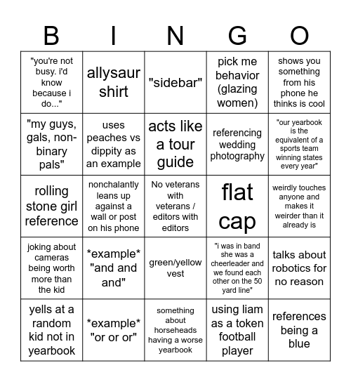 simons yearbook specific Bingo Card