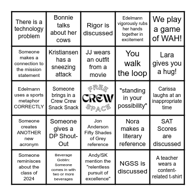 TGS Summer PD BINGO! Bingo Card