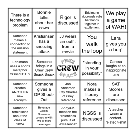 TGS Summer PD BINGO! Bingo Card