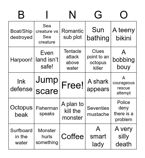 Tentacles 1977 Bingo Card