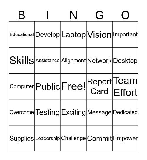 Welcome Back!  Bingo Card