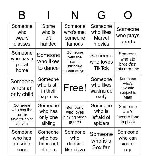 Human Bingo Card