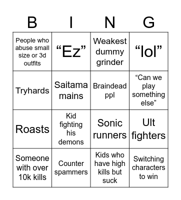 The strongest battlegrounds bingo Card