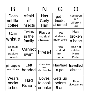 CG Bingo Card