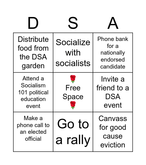 Ithaca DSA Bingo Card