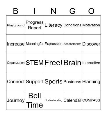 Welcome Back!  Bingo Card
