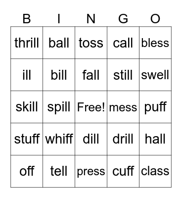 Bonus Letter Bingo Card
