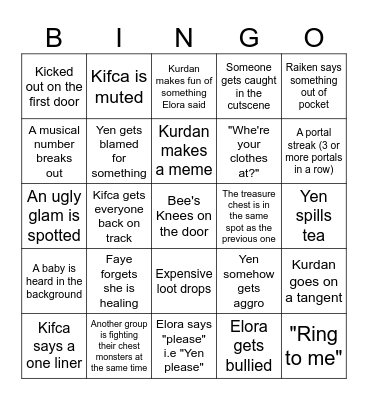 Treasure Map Bingo Card