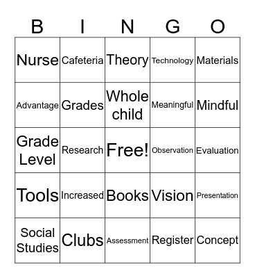 Welcome Back!  Bingo Card