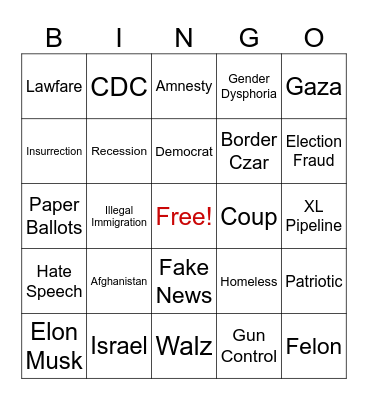1st Presidential Debate - 8/10/2024 Bingo Card