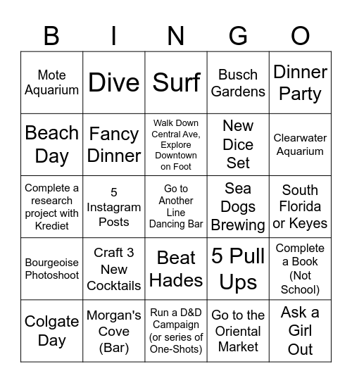 Hans Bingo Card