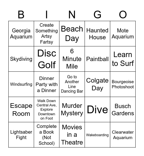 Tyler Bingo Card