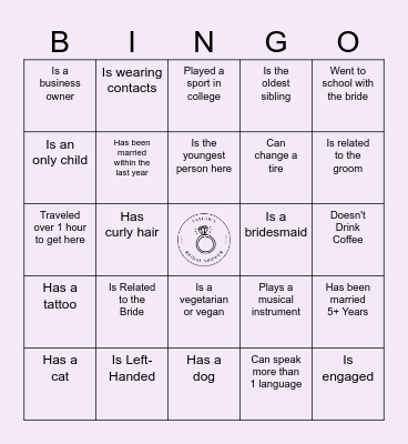 Taylor's Bridal Shower Bingo Card