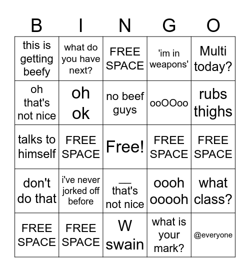BEEF BINGO Card