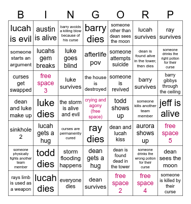 igd finale chapter bingorp Bingo Card
