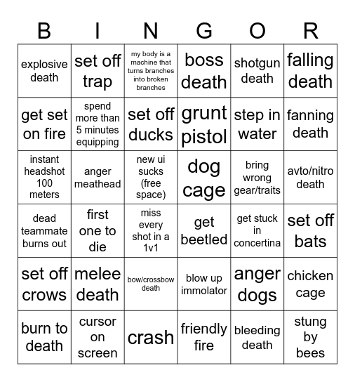 hunt bingor Bingo Card