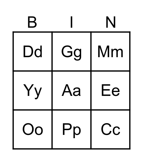 EF Phonics Lesson 10 Bingo Card