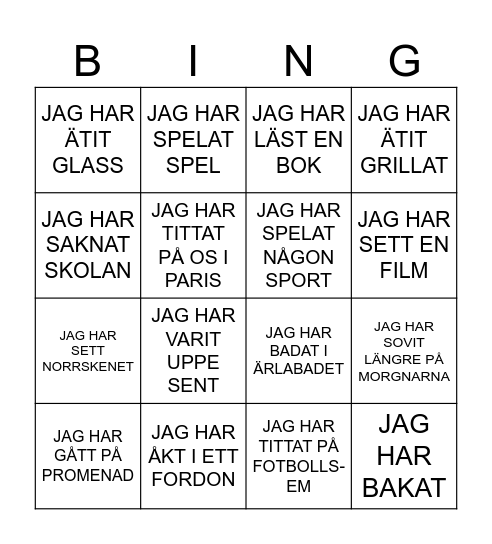 Bingo Card