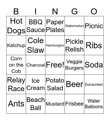 BBQ Time Bingo Card