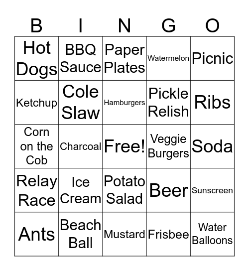 BBQ Time Bingo Card
