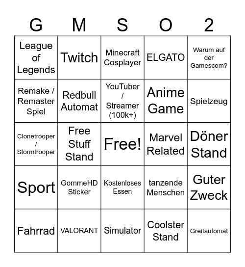 GAMESCOM BINGO Card