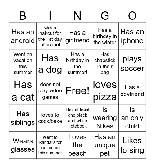 Ice-Ice Breaker! Bingo Card