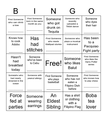 H U M A N Bingo Card