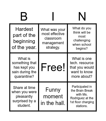 REFLECTION PERFECTION Bingo Card