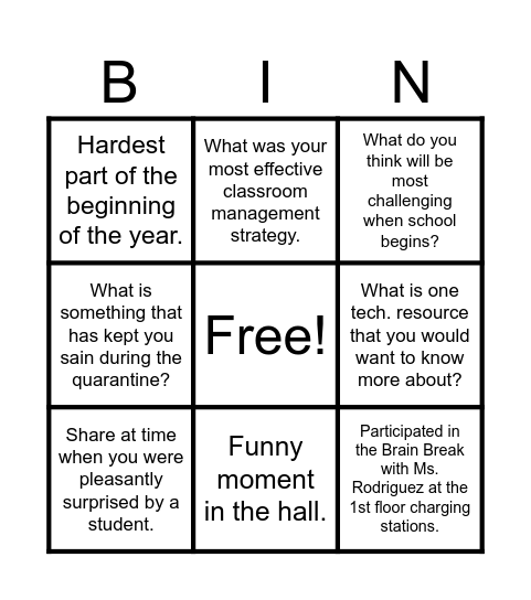 REFLECTION PERFECTION Bingo Card