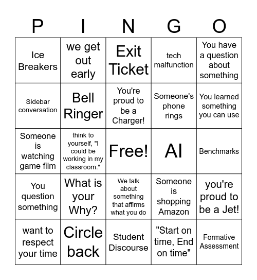 P Dingo Bingo Card