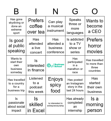 Ice Breaker Bingo Card