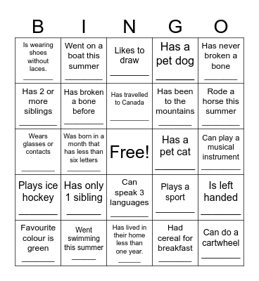 5.1 People Hunt Bingo Card