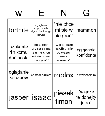 wengorz Bingo Card