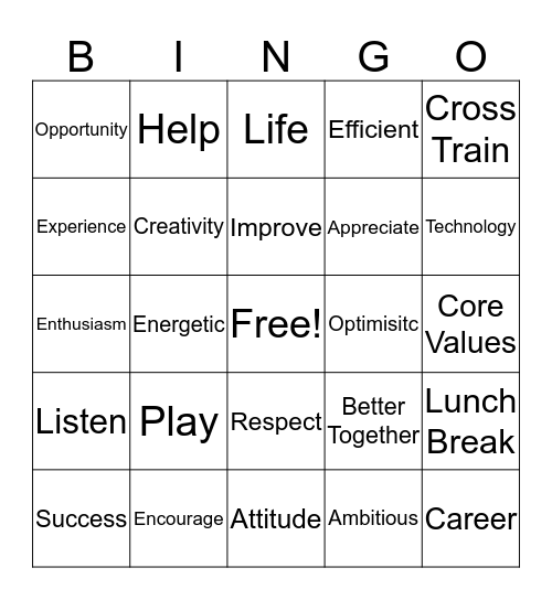 Teamwork Bingo Card