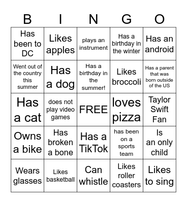 Ice-Ice Breaker! Bingo Card