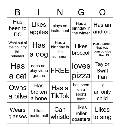 Ice-Ice Breaker! Bingo Card