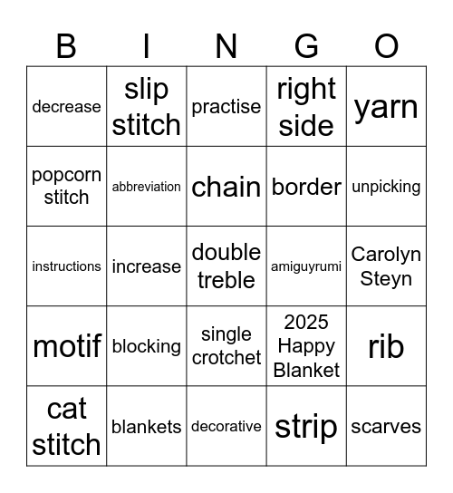 67 Blankets Bingo Card