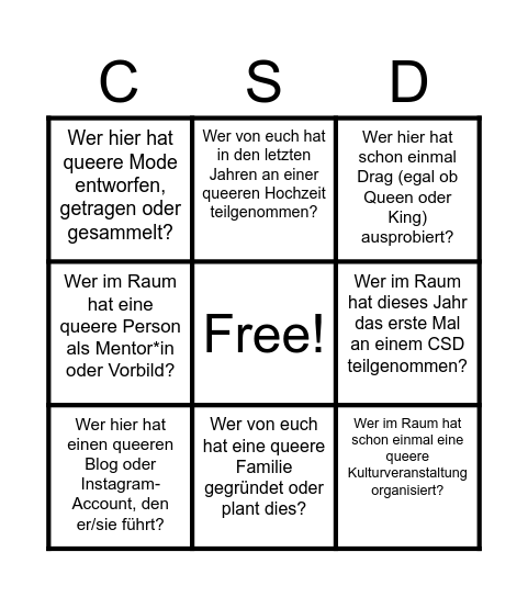 Kennenlern Bingo Card