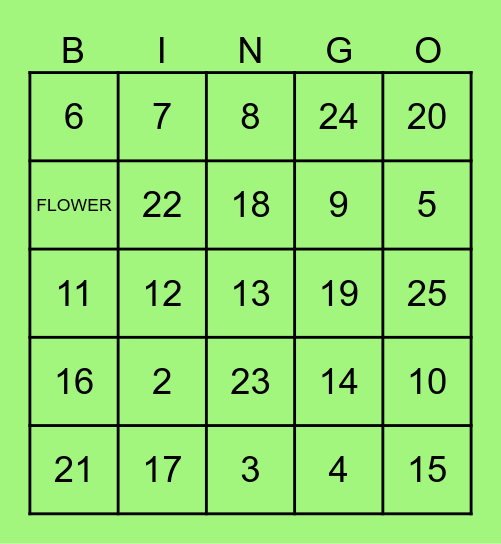 BINGO MUSICAL FLOWERMARKET Bingo Card