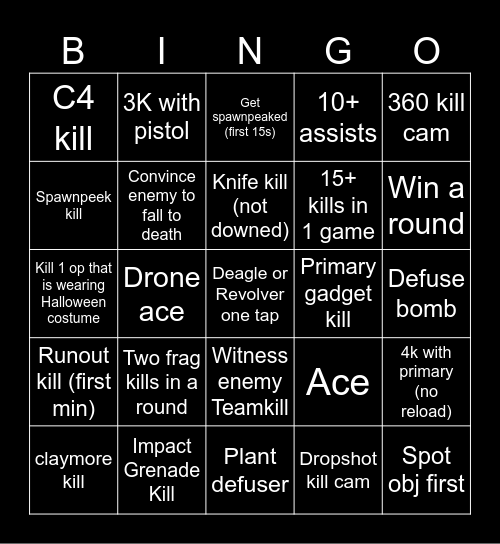 R6 Bingo Card