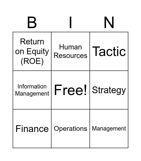 What is Busness? Bingo Card