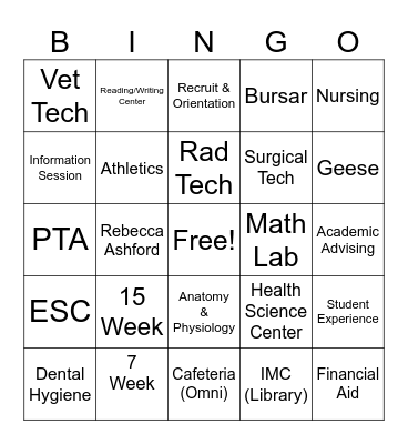 College Success Bingo Card