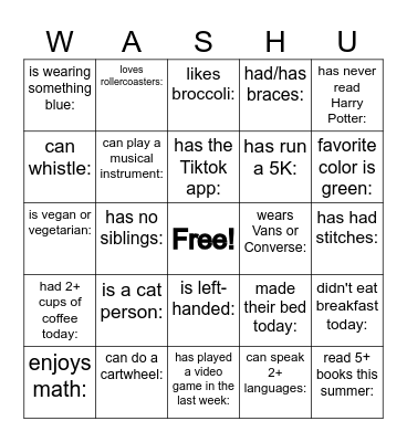 First Year Program Bingo Card