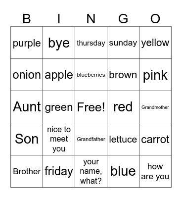 ASL REVIEW Week 3 Bingo Card