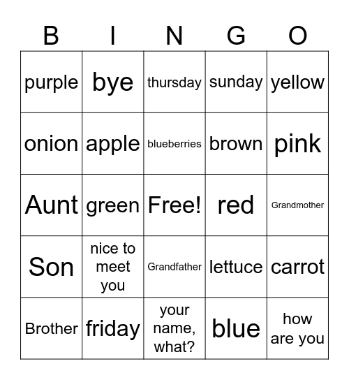 ASL REVIEW Week 3 Bingo Card