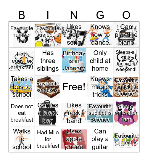Get to know you Bingo! Bingo Card