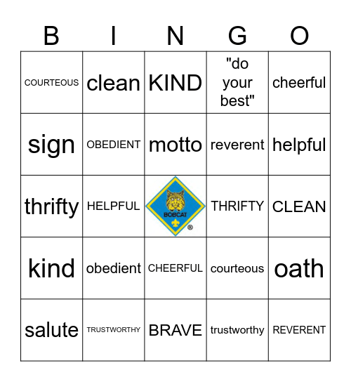 Bobcat Bingo Card