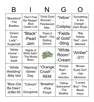 "Colors of the Rainbow" Music Bingo!              Venmo @nate-sacks Bingo Card