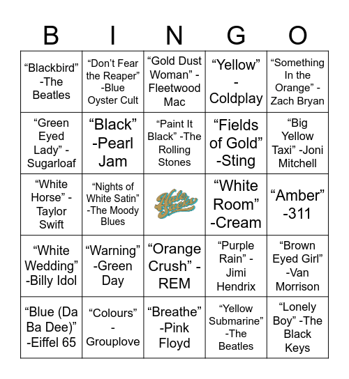 "Colors of the Rainbow" Music Bingo!              Venmo @nate-sacks Bingo Card