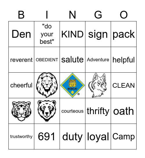 Bobcat Bingo Card